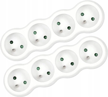 Rozgałęźnik sieciowy 4 gniazda złodziejka z uziemieniem - 2 szt.