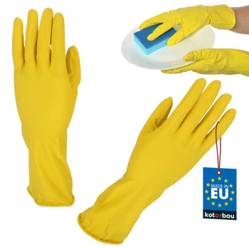 Rękawiczki gospodarcze gumowe lateksowe flokowane żółte rozmiar s