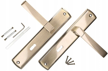 Klamka drzwiowa 90mm długi szyld na klucz zestaw - Kolor patyna