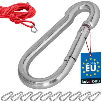 Karabińczyk strażacki do huśtawki liny hamaka metalowy 80 mm zestaw 10 szt.