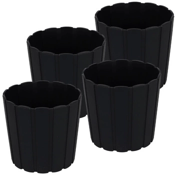 Doniczka plastikowa na kwiaty antracyt 15cm zestaw 4 szt