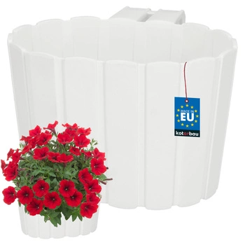 Doniczka balkonowa na balustradę z uchwytem do zawieszenia biała 200 mm