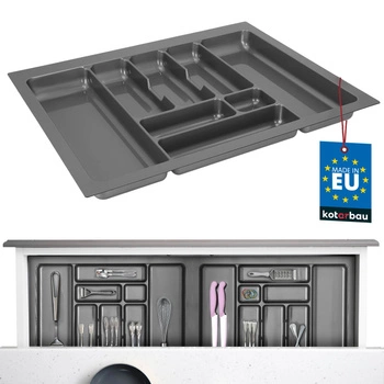 Organizer na sztućce wkład do szuflady kuchennej szary 49x63 cm