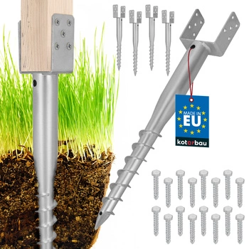 Podstawa słupa kotwa u wkręcana do ziemi stalowa 120x720 mm zestaw 4 szt.