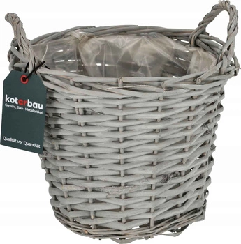 Kosz wiklinowy donica osłonka kwiaty choinka fi 23 cm - Kolor szary