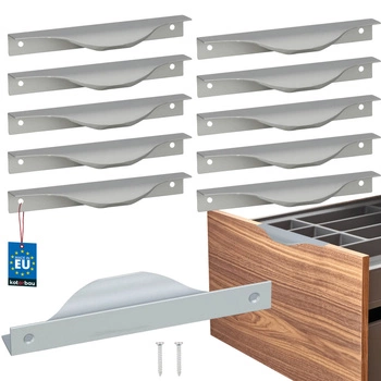 Uchwyt meblowy krawędziowy nowoczesny aluminium srebrny 128 mm zestaw 10 szt.