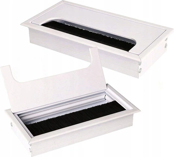 Przepust kablowy aluminiowy przelotka meblowa biała 160x80 mm - zestaw 2 szt.