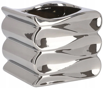 Doniczka ceramiczna donica osłona 13 cm srebrna