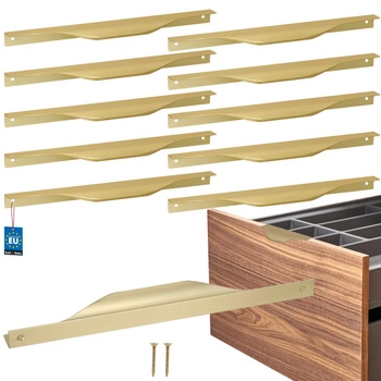 Uchwyt meblowy krawędziowy nowoczesny aluminium złoty mat 256 mm zestaw 10 szt.