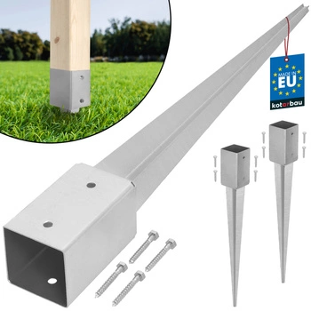 Podstawa słupa kotwa wbijana do ziemi stalowa 80x80x750 mm zestaw 2 szt.