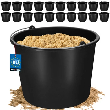 Wiadro budowlane gospodarcze na zaprawę plastikowe czarne 12 l zestaw 20 szt.