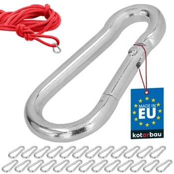 Karabińczyk strażacki do huśtawki liny hamaka metalowy 40 mm zestaw 25 szt.