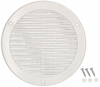 Kratka osłona wentylacyjna okrągła fi 150 mm z siatką - Kolor biały