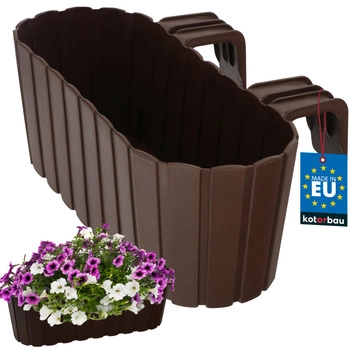 Doniczka balkonowa z uchwytami plastikowa brązowa 40x15x15 cm