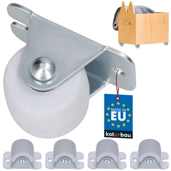 Kółko meblowe stałe gumowe jezdne do mebli szafek białe 33 mm zestaw 4 szt.