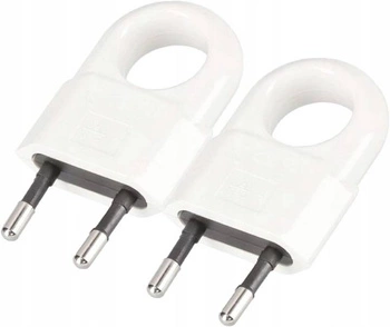 Wtyczka płaska z uchwytem bez uziemienia 250v biała - 2 szt.