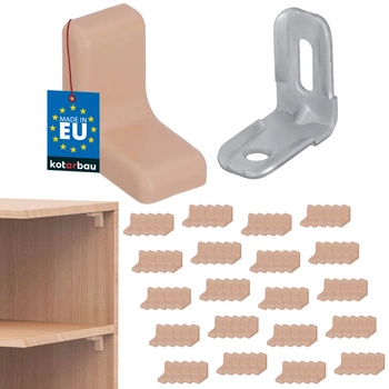 Komandorek kątownik meblowy z zaślepką buk zestaw 100 szt.