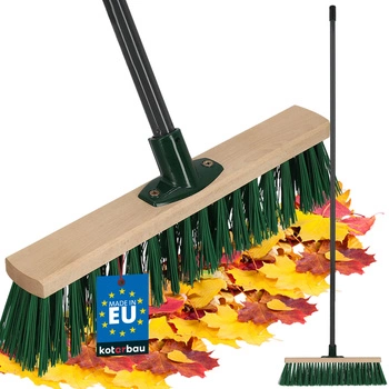 Szczotka miotła drewniana nylon 40 cm + kij trzonek metalowy