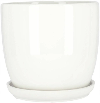 Doniczka donica osłonka ceramiczna z podstawką biała ⌀13 cm
