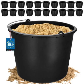 Wiadro budowlane gospodarcze na zaprawę plastikowe czarne 20 l zestaw 20 szt.