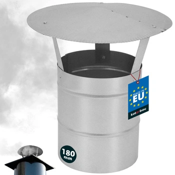 Daszek dymny do rury kominowej ocynkowany srebrny 180 mm