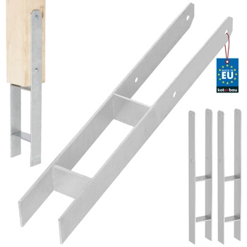 Podstawa słupa h do wmurowania stalowa ocynk srebrna 70 mm zestaw 2 szt.