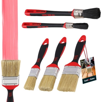 Pędzle malarskie budowlane miękkie okrągłe i płaskie zestaw 5 szt.