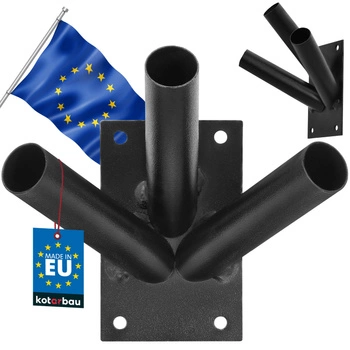 Uchwyt na flagę ścienny potrójny czarny