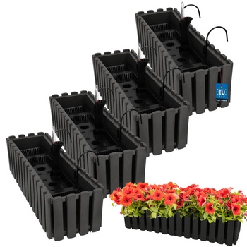 Doniczka balkonowa balkonowa szara na balustradę 600 MM Zestaw 4 SZT