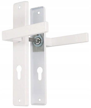 Klamka drzwiowa biała długi szyld drzwi 72 wkład - Kolor biały