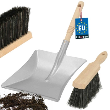 Łopatka szufelka stalowa ze zmiotką drewnianą zestaw