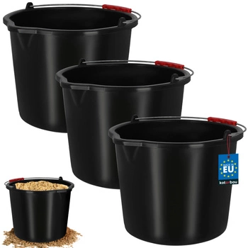 Wiadro budowlane gospodarcze z dzióbkiem 16 l czarne zestaw 3 szt