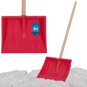 Łopata do śniegu dla dzieci z drewnianym trzonkiem różowa