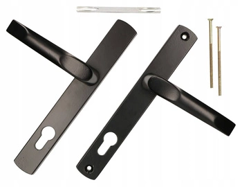 Klamka drzwiowa czarna długi szyld drzwi 72 wkład - Kolor czarny