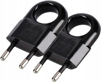 Wtyczka płaska z uchwytem bez uziemienia 250v czarna - 2 szt.