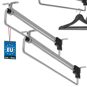 Wieszak wysuwny do szafy garderoby na ubrania srebrny 350 mm zestaw 2 szt.