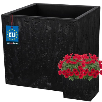 Donica kwadratowa beton industrialna czarna 39 cm