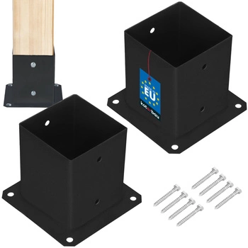 Podstawa słupa przykręcana do betonu czarna 120x120 mm zestaw 2 szt.