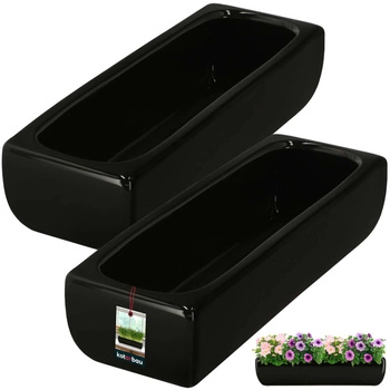 Doniczka ceramiczna podłużna szkliwiona czarna 31 cm zestaw 2 szt.