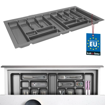Organizer na sztućce wkład do szuflady kuchennej szary 49x93 cm