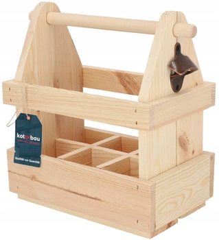 Skrzynka drewniana nosidło na piwo z otwieraczem