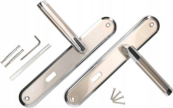 Klamka drzwiowa 72mm długi szyld na klucz zestaw - Kolor nikiel-chrom