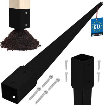 Podstawa słupa wbijana do ziemi stalowa czarna 50x50x600 mm