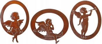 Zestaw figurki wbijane ogrodowe ozdoby rdza anioł