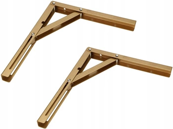 Wspornik kątownik składany na półkę 300 mm rozkładany  2 szt. - Kolor złoty