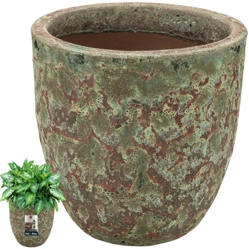 Donica ceramiczna ⌀ 37 cm turkusowo brązowa rękodzieło