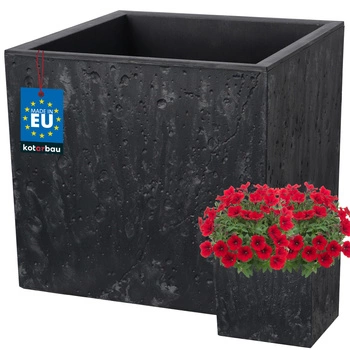Donica kwadratowa beton industrialna antracyt 39 cm