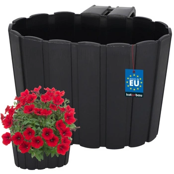 Doniczka balkonowa na balustradę z uchwytem do zawieszenia antracyt 200 mm