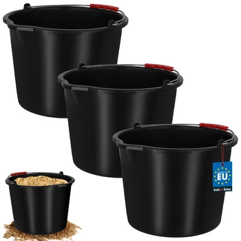 Wiadro budowlane gospodarcze z dzióbkiem 12 l czarne zestaw 3 szt