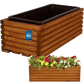 Doniczka skrzynka drewniana ogrodowa na taras z wkładem dębowa 44x20 cm